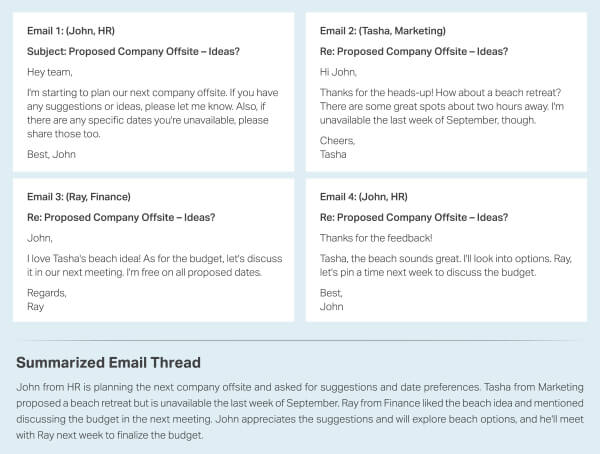 Summarized Email Thread