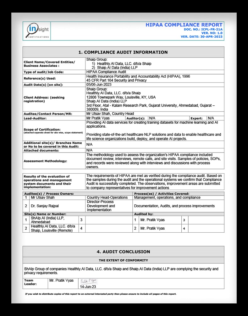 Shaip-Hipaa Compliance