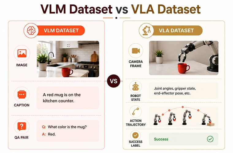 vlm এবং vla প্রশিক্ষণ ডেটার মধ্যে পার্থক্য কী?