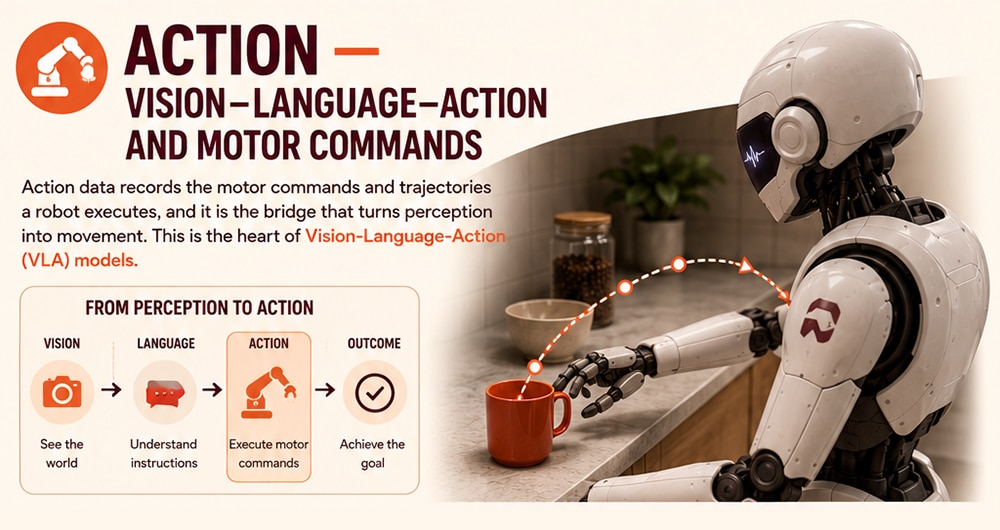 Action — vision-language-action and motor commands