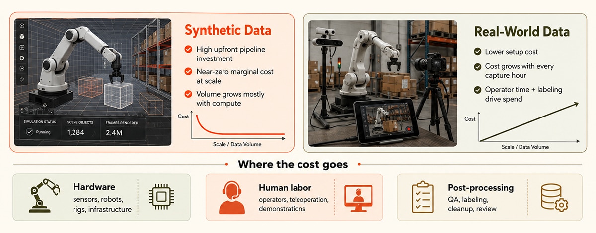 How do synthetic vs. real-world data costs compare?