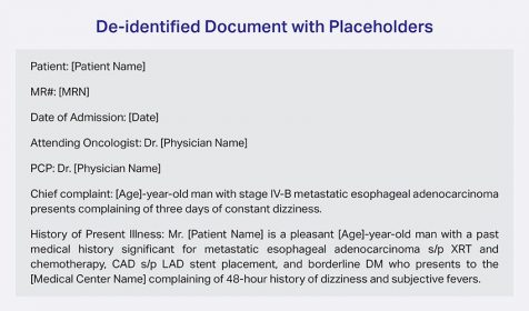 De-identify free text documents